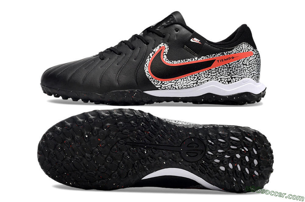 TF Artificial Turf Soccer Shoes in Black, Silver, Red