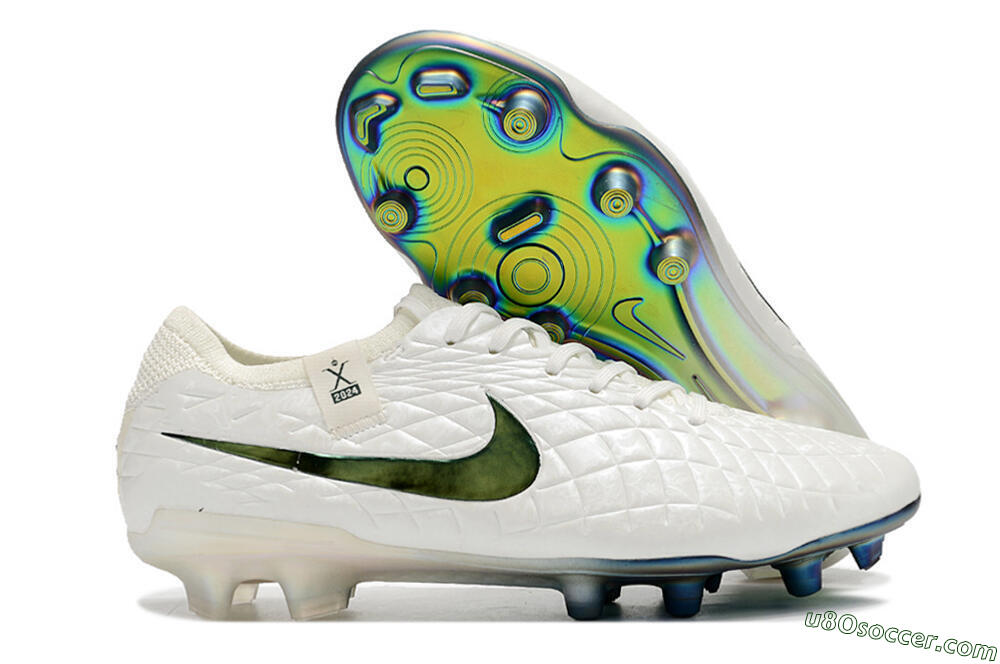 Nike Tiempo Legend 10 Elite FG Firm Ground Soccer Cleats - White/Blue 1