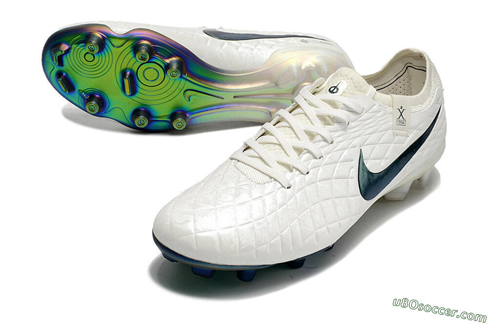 Nike Tiempo Legend 10 Elite FG Firm Ground Soccer Cleats - White/Blue 3