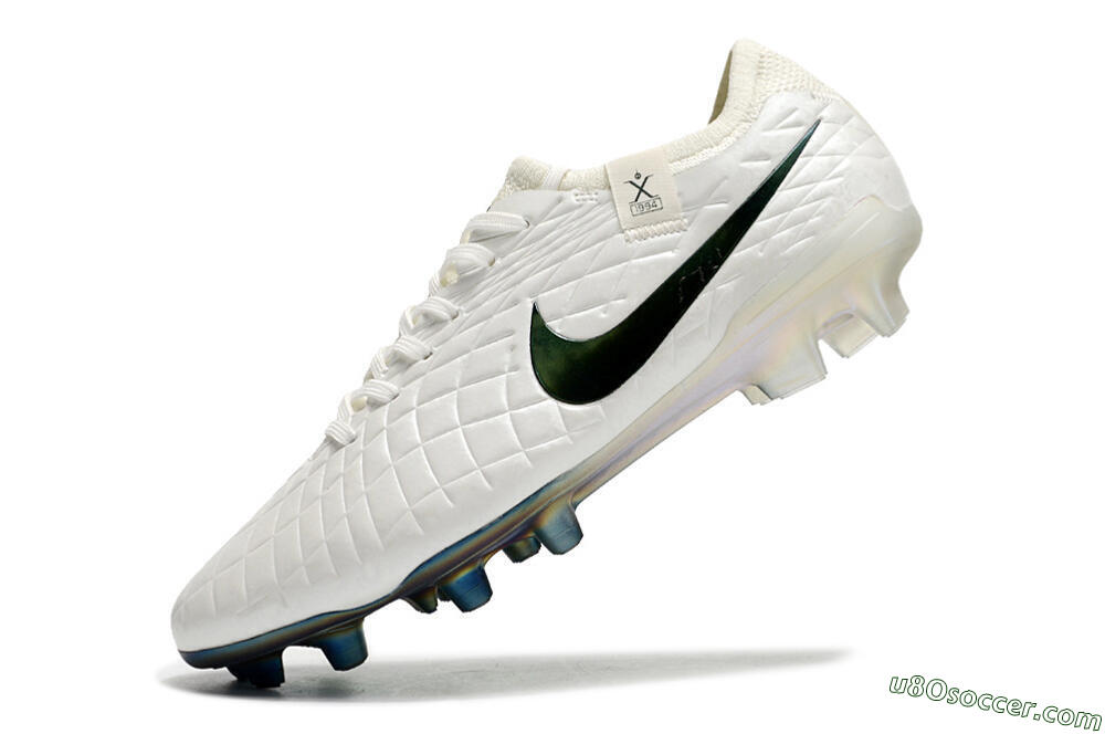 Nike Tiempo Legend 10 Elite FG Firm Ground Soccer Cleats - White/Blue 4