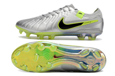 NikeTiempo Legend 10 Elite FG Firm Ground Soccer Cleats - Silver/Yellow/Black