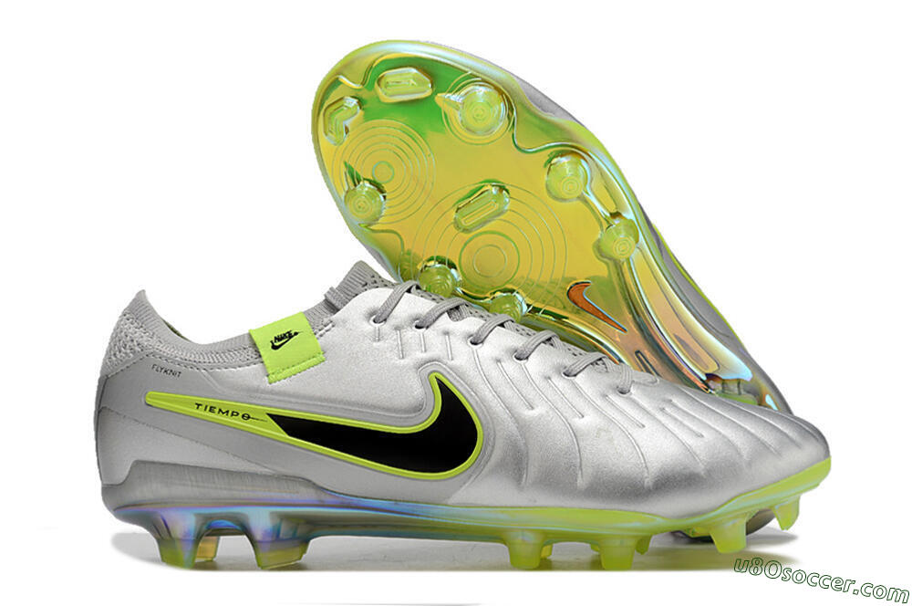 NikeTiempo Legend 10 Elite FG Firm Ground Soccer Cleats - Silver/Yellow/Black 1