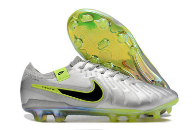 NikeTiempo Legend 10 Elite FG Firm Ground Soccer Cleats - Silver/Yellow/Black