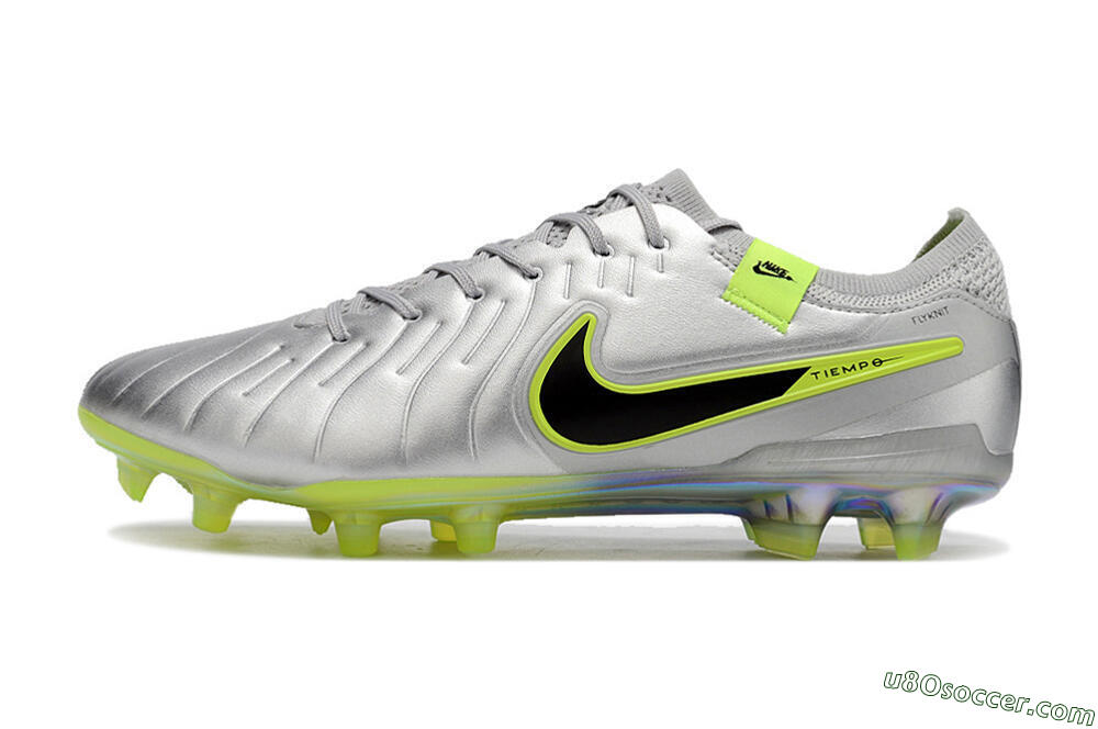 NikeTiempo Legend 10 Elite FG Firm Ground Soccer Cleats - Silver/Yellow/Black 2