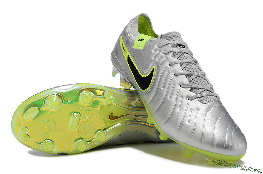 NikeTiempo Legend 10 Elite FG Firm Ground Soccer Cleats - Silver/Yellow/Black 3