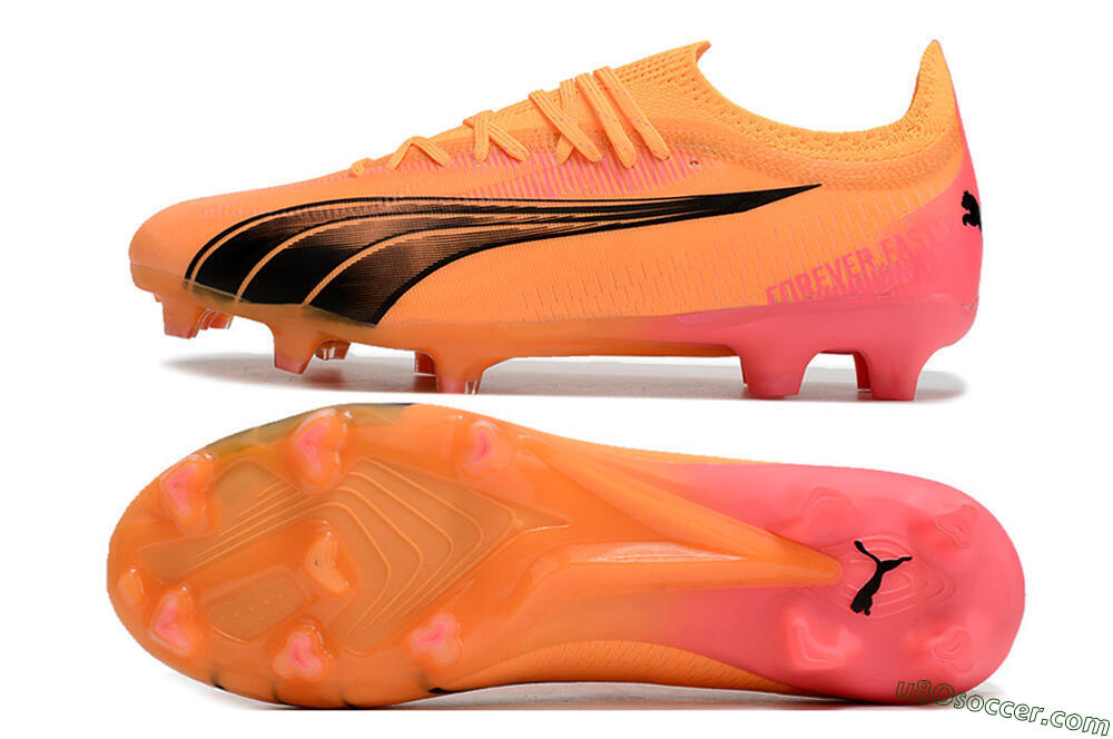 Orange and Black FG Firm Ground Soccer Cleats - Ultimate