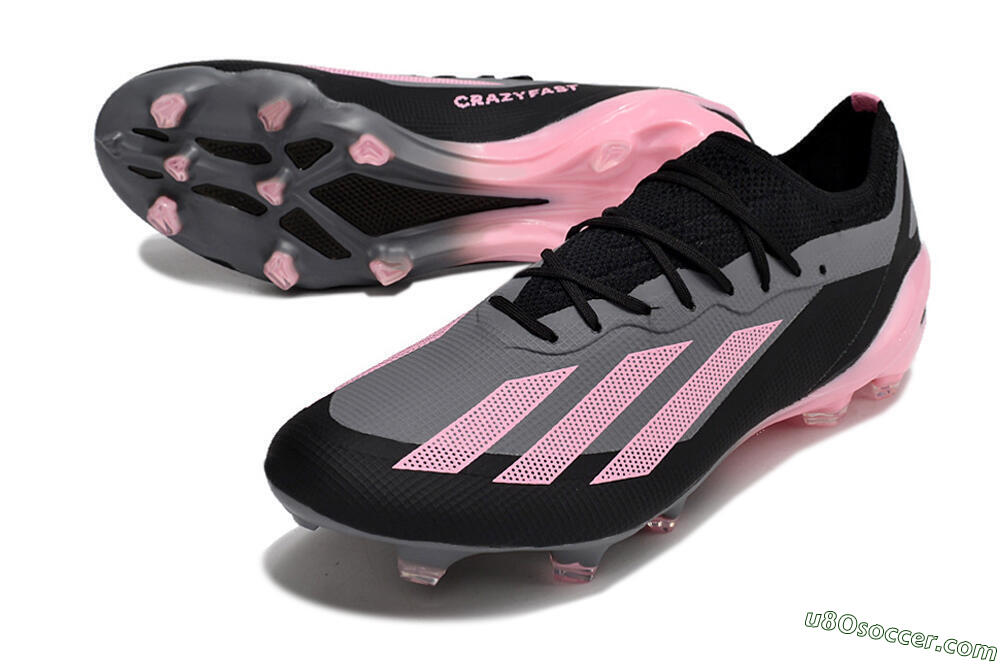 Adidas X 23 Crazyfast.1 FG Firm Ground Soccer Cleats - Black/Pink 3