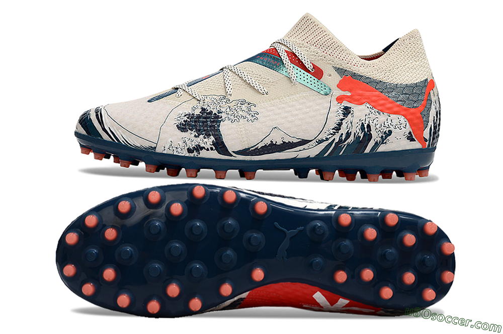 Puma Future Ultimate MG Multi Ground Soccer Cleats - Beige/Blue/Red 0