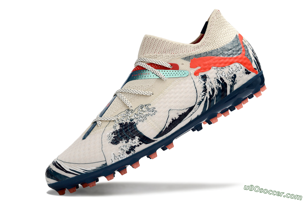 Puma Future Ultimate MG Multi Ground Soccer Cleats - Beige/Blue/Red 4