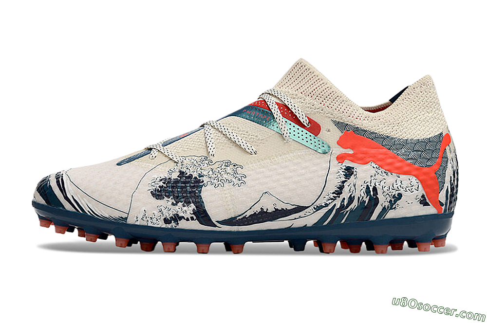 Puma Future Ultimate MG Multi Ground Soccer Cleats - Beige/Blue/Red 6