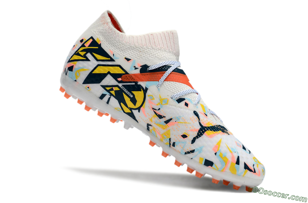Puma Future Ultimate MG Multi Ground Soccer Cleats - White/Pink/Yellow/Black 4