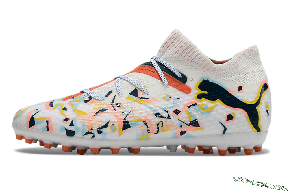 Puma Future Ultimate MG Multi Ground Soccer Cleats - White/Pink/Yellow/Black 2