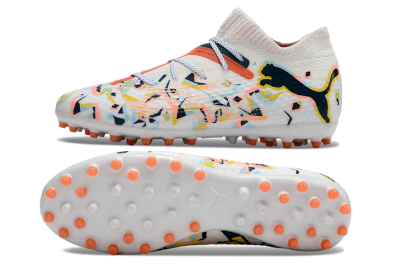 Puma Future Ultimate MG Multi Ground Soccer Cleats - White/Pink/Yellow/Black