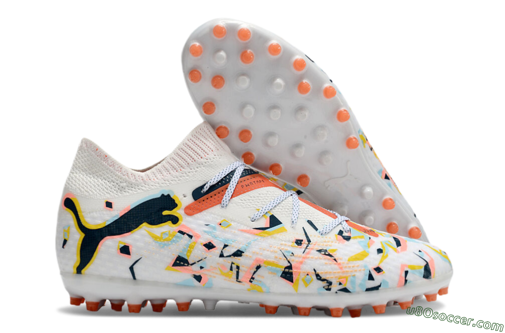 Puma Future Ultimate MG Multi Ground Soccer Cleats - White/Pink/Yellow/Black 1