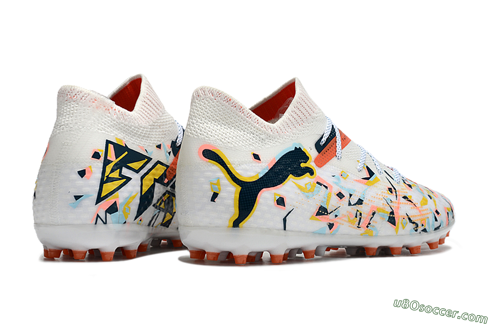 Puma Future Ultimate MG Multi Ground Soccer Cleats - White/Pink/Yellow/Black 6