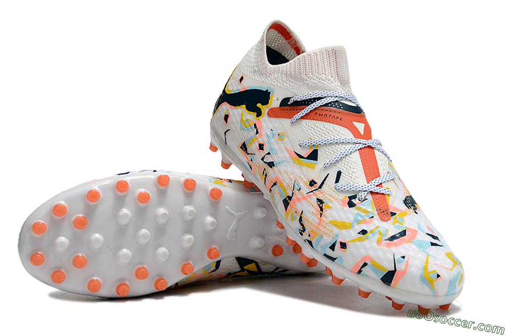 Puma Future Ultimate MG Multi Ground Soccer Cleats - White/Pink/Yellow/Black 3