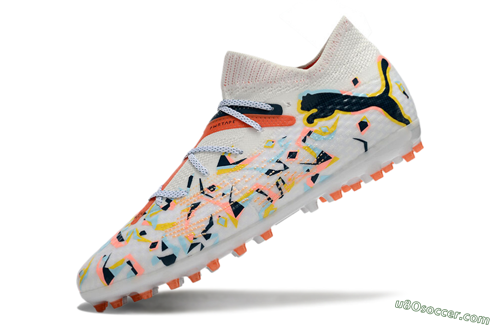 Puma Future Ultimate MG Multi Ground Soccer Cleats - White/Pink/Yellow/Black 5