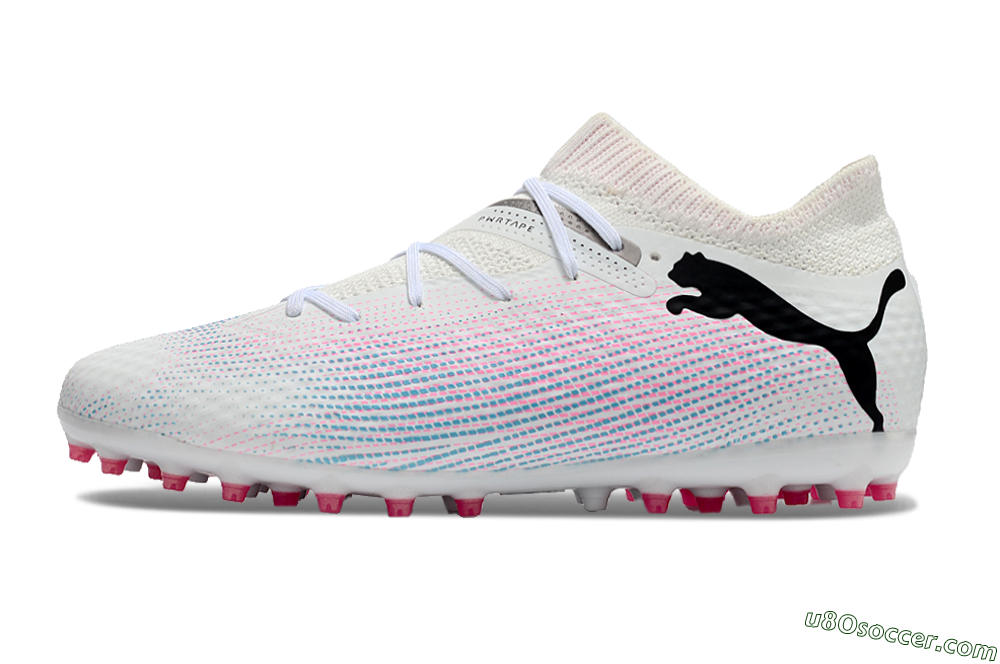 Puma Future Ultimate MG Multi Ground Soccer Cleats - White/Pink/Blue/Black 2
