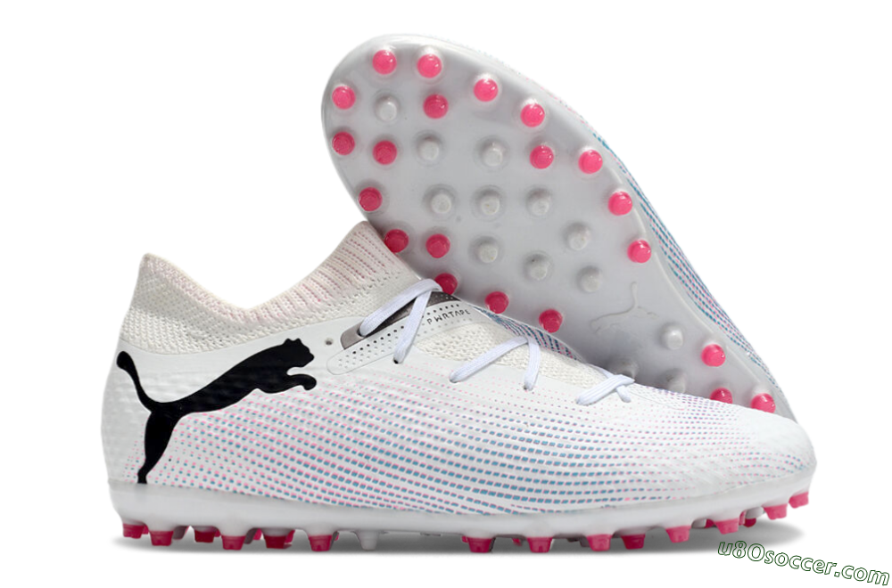 Puma Future Ultimate MG Multi Ground Soccer Cleats - White/Pink/Blue/Black 1