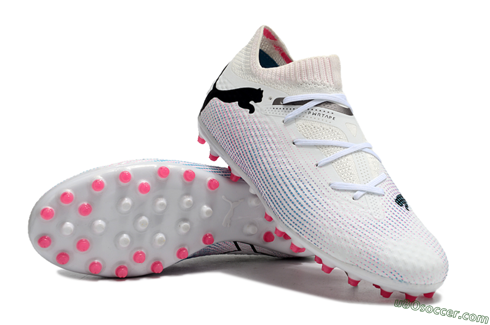 Puma Future Ultimate MG Multi Ground Soccer Cleats - White/Pink/Blue/Black 3