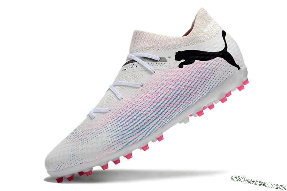 Puma Future Ultimate MG Multi Ground Soccer Cleats - White/Pink/Blue/Black 5