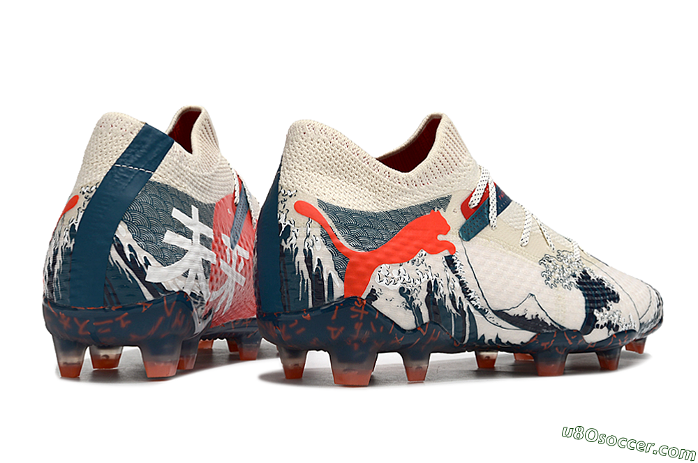Puma Future Ultimate FG Firm Ground Soccer Cleats - Beige/Blue/Red 6
