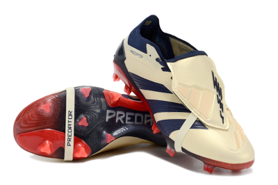 Adidas Predator Elite Foldover Tongue FG Firm Ground Soccer Cleats - Beige/Blue/Black