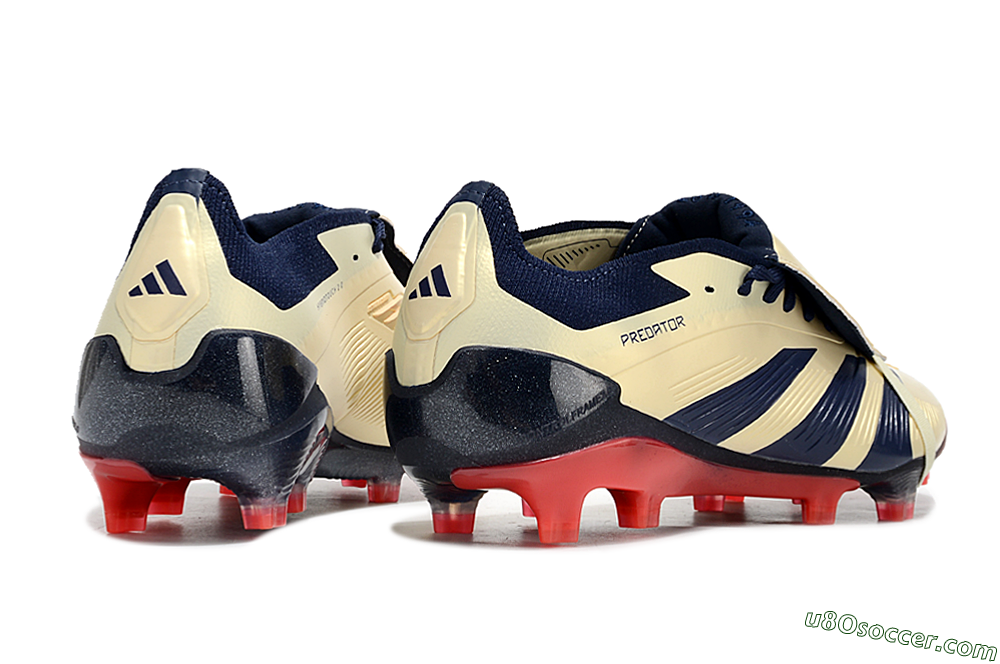 Adidas Predator Elite Foldover Tongue FG Firm Ground Soccer Cleats - Beige/Blue/Black 6