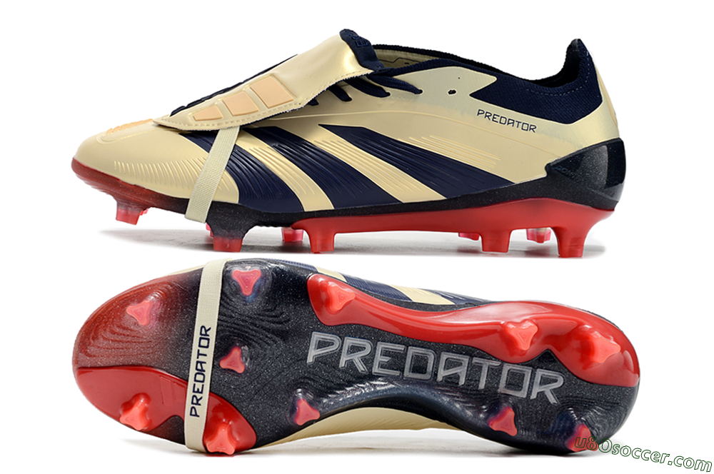 Adidas Predator Elite Foldover Tongue FG Firm Ground Soccer Cleats - Beige/Blue/Black 0