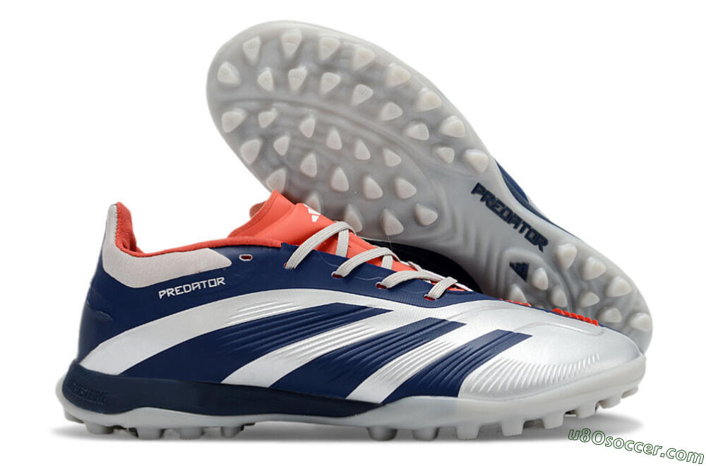 Adidas Predator 24 Elite TF Artificial Turf Soccer Shoes - Silver/Blue/Red 1