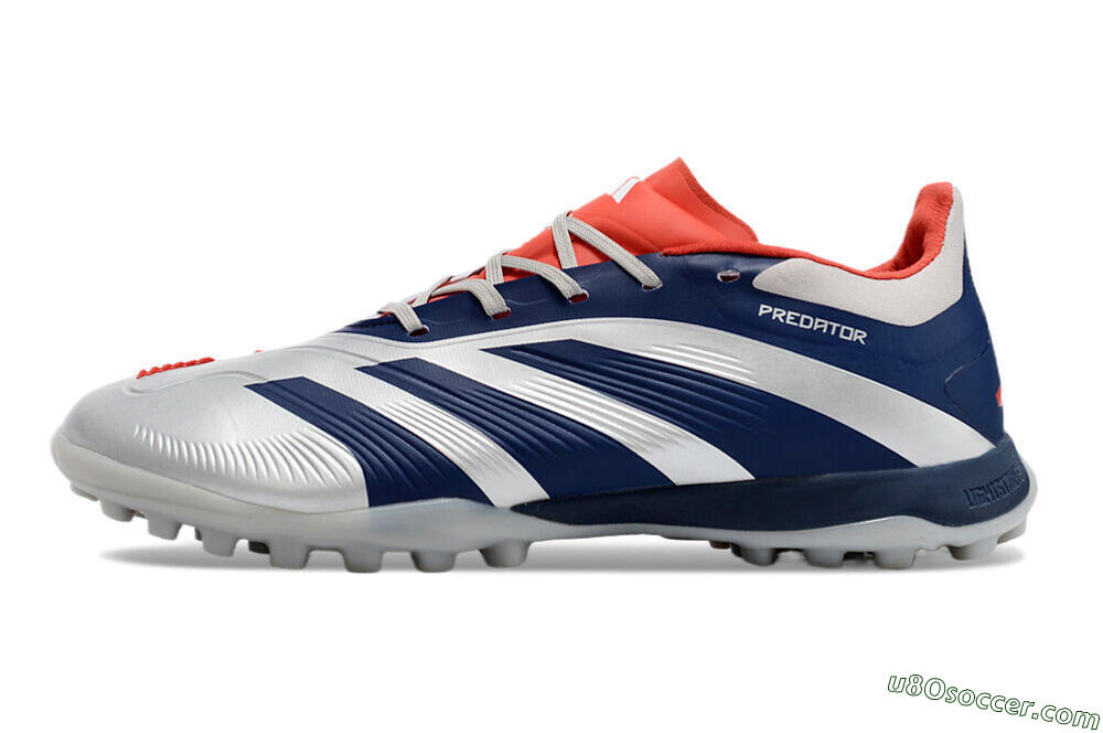 Adidas Predator 24 Elite TF Artificial Turf Soccer Shoes - Silver/Blue/Red 2