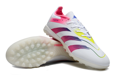 Adidas Predator 24 Elite TF Artificial Turf Soccer Shoes - White/Pink/Blue/Yellow