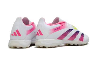 Adidas Predator 24 Elite TF Artificial Turf Soccer Shoes - White/Pink/Blue/Yellow