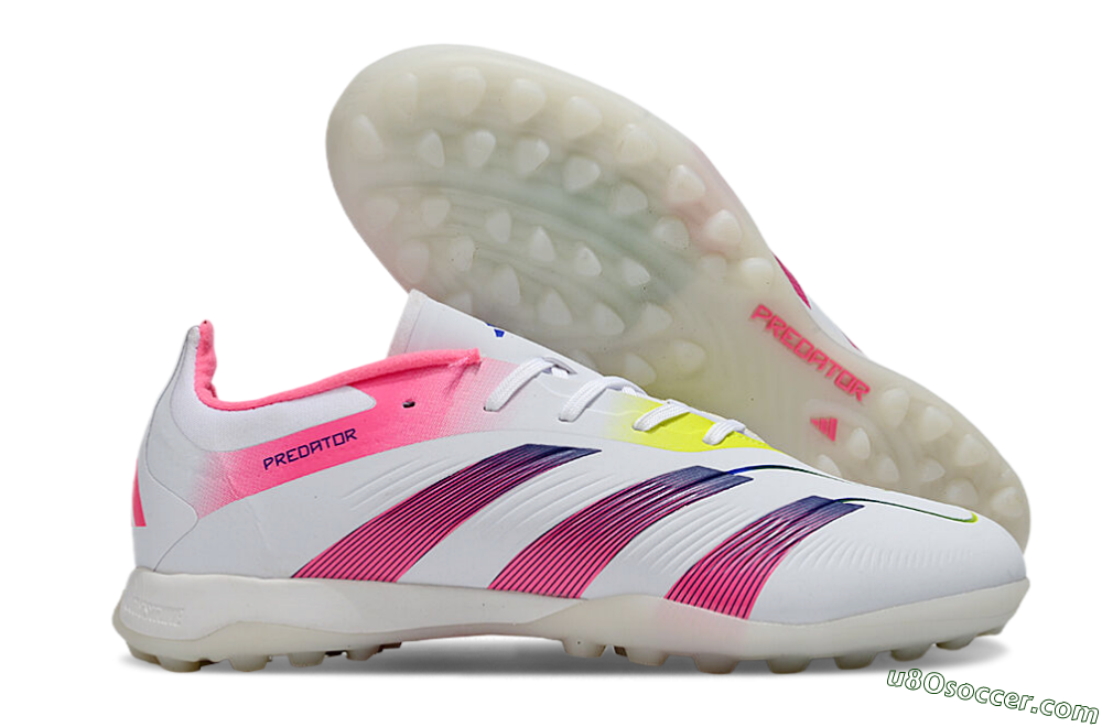 Adidas Predator 24 Elite TF Artificial Turf Soccer Shoes - White/Pink/Blue/Yellow 1