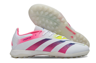 Adidas Predator 24 Elite TF Artificial Turf Soccer Shoes - White/Pink/Blue/Yellow