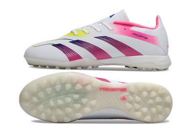 Adidas Predator 24 Elite TF Artificial Turf Soccer Shoes - White/Pink/Blue/Yellow
