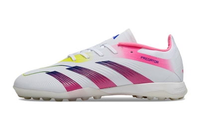 Adidas Predator 24 Elite TF Artificial Turf Soccer Shoes - White/Pink/Blue/Yellow