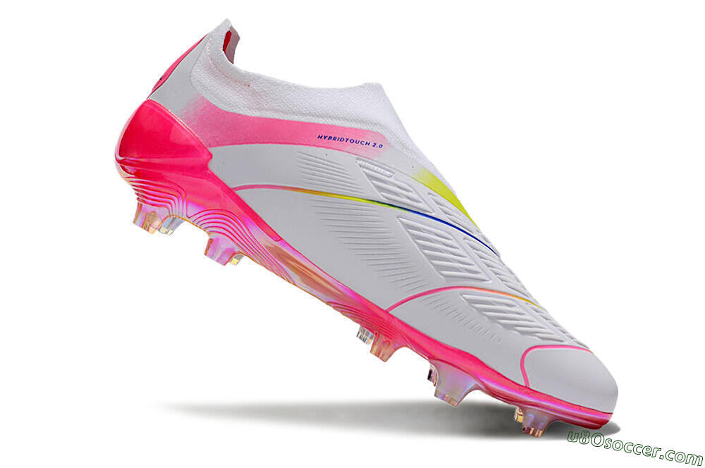 Adidas Predator Accuracy+ Laceless FG Firm Ground Soccer Cleats - White/Pink/Blue/Yellow 4