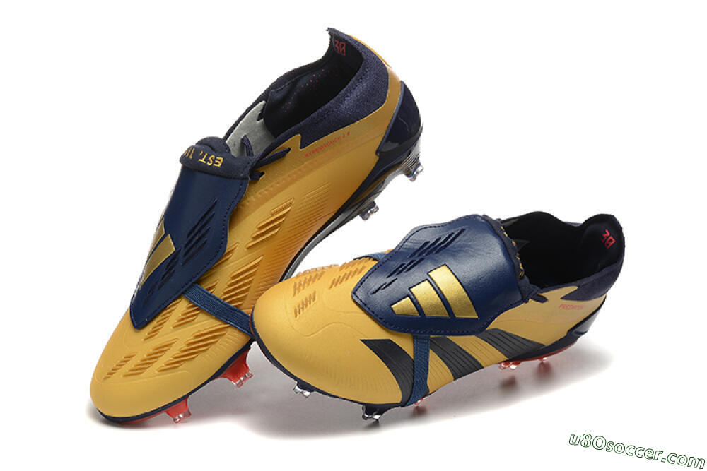Adidas Predator Elite Foldover Tongue FG Firm Ground Soccer Cleats - Gold/Blue/Red 6