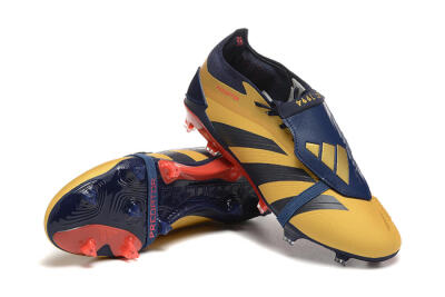 Adidas Predator Elite Foldover Tongue FG Firm Ground Soccer Cleats - Gold/Blue/Red