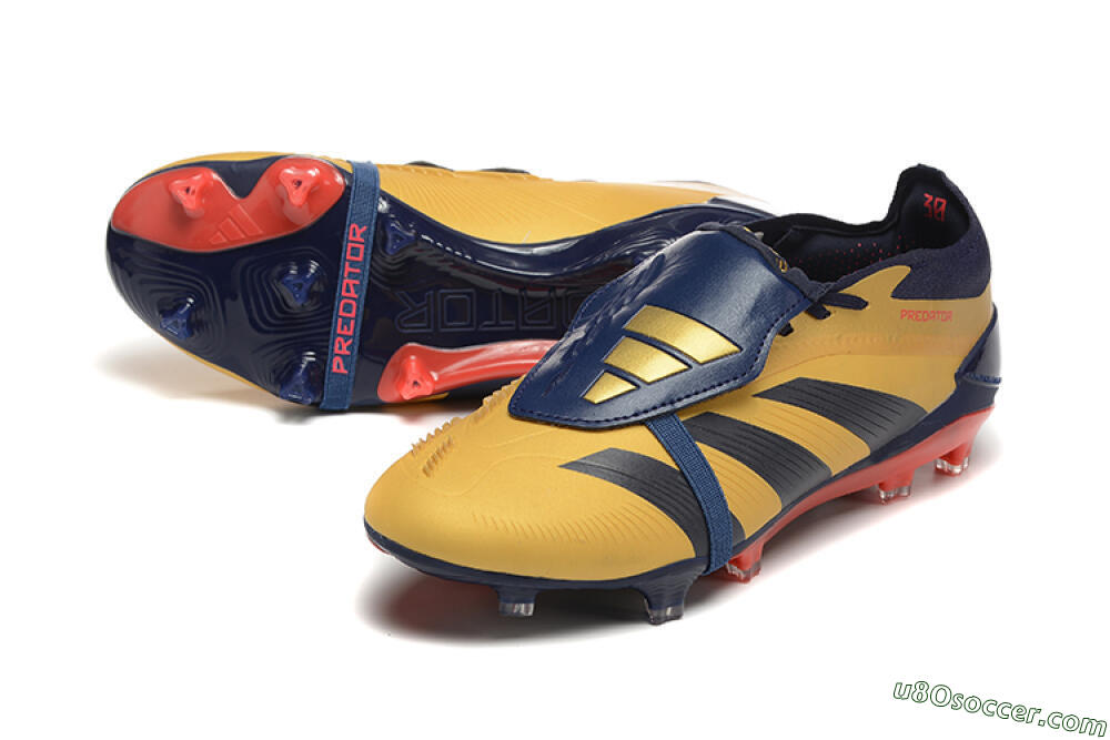 Adidas Predator Elite Foldover Tongue FG Firm Ground Soccer Cleats - Gold/Blue/Red 3