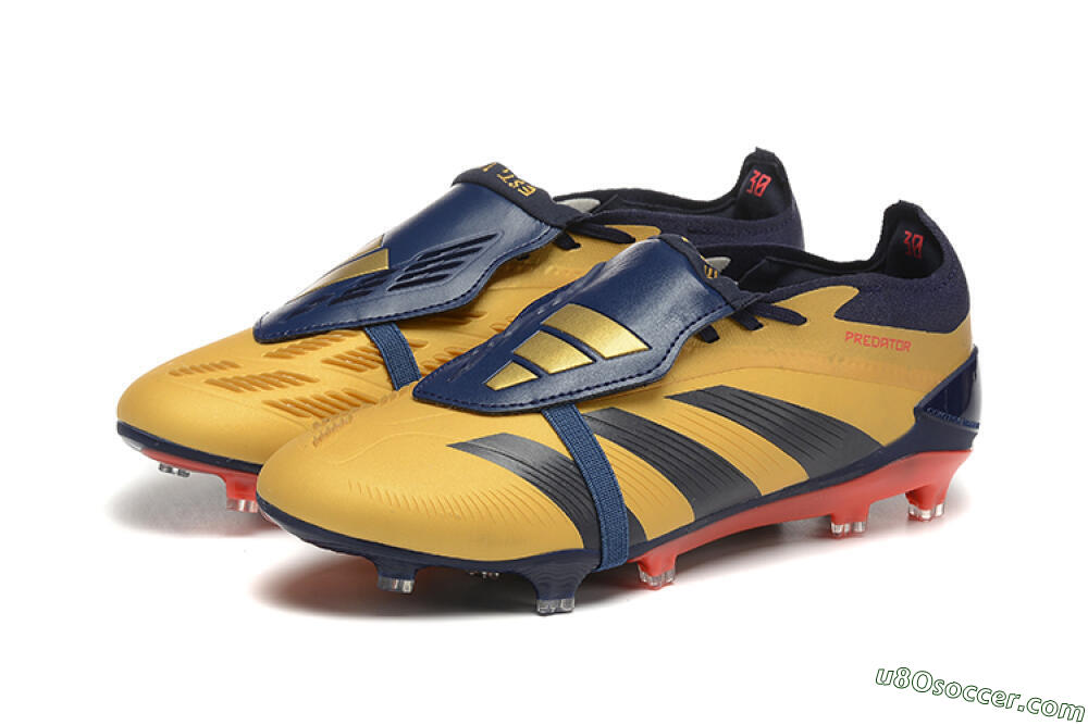 Adidas Predator Elite Foldover Tongue FG Firm Ground Soccer Cleats - Gold/Blue/Red 5