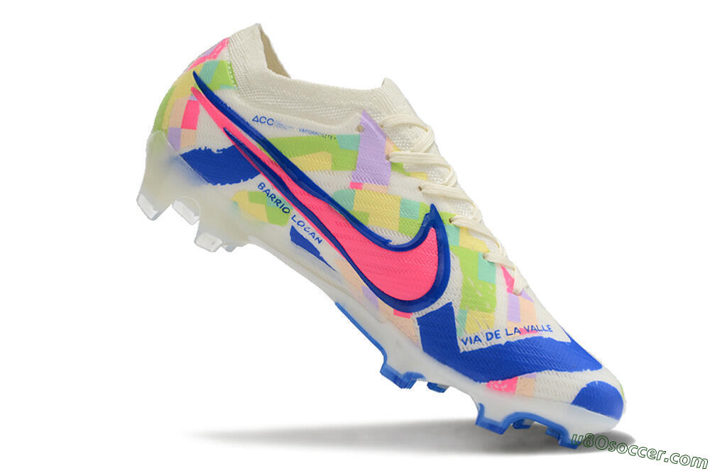 Nike Air Zoom Mercurial Vapor 15 Elite FG Firm Ground Soccer Cleats - Beige/Blue/Yellow/Pink 4