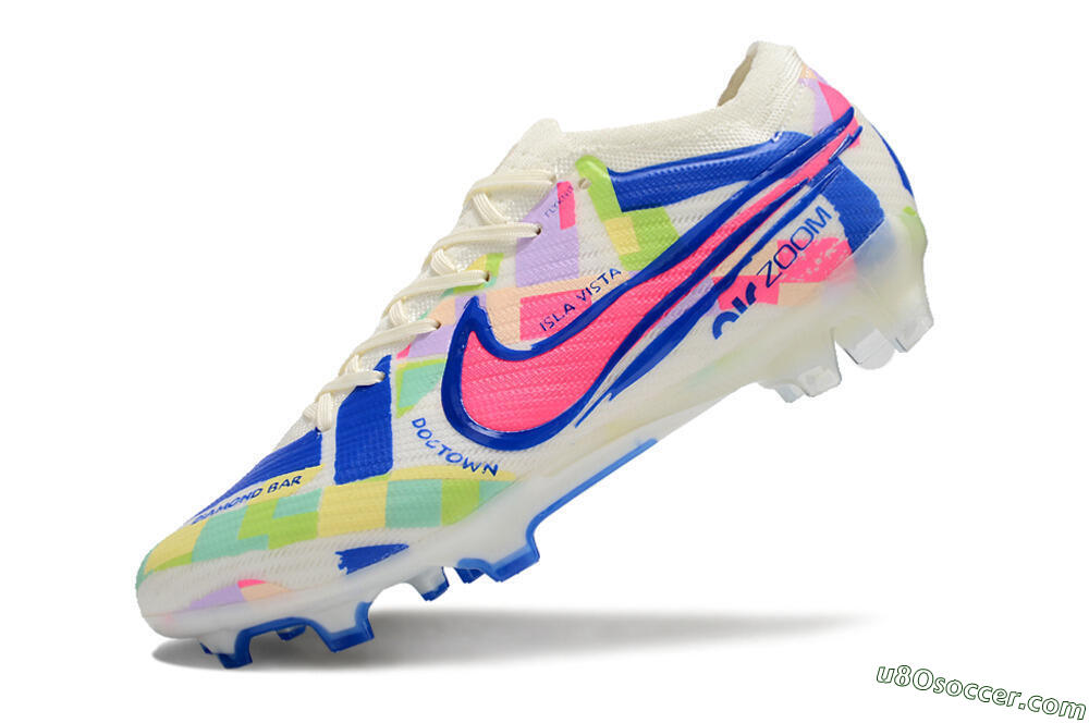 Nike Air Zoom Mercurial Vapor 15 Elite FG Firm Ground Soccer Cleats - Beige/Blue/Yellow/Pink 5