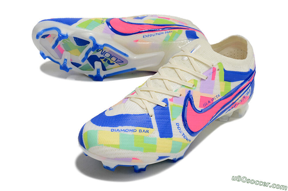 Nike Air Zoom Mercurial Vapor 15 Elite FG Firm Ground Soccer Cleats - Beige/Blue/Yellow/Pink 3