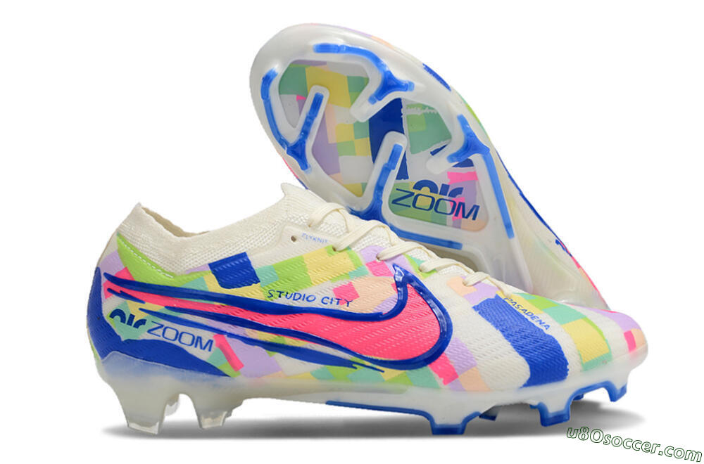 Nike Air Zoom Mercurial Vapor 15 Elite FG Firm Ground Soccer Cleats - Beige/Blue/Yellow/Pink 1