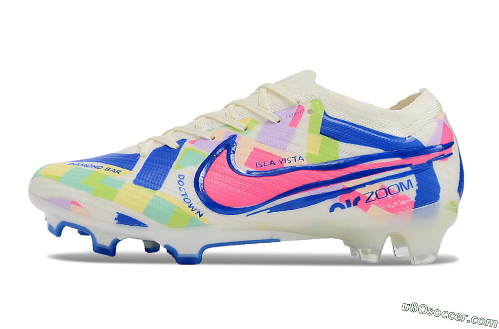 Nike Air Zoom Mercurial Vapor 15 Elite FG Firm Ground Soccer Cleats - Beige/Blue/Yellow/Pink 2