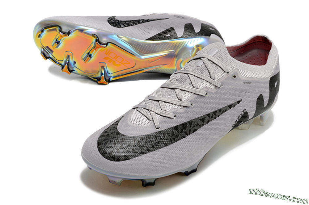 Nike Air Zoom Mercurial Vapor 15 Elite FG Firm Ground Soccer Cleats - Grey/Black/Gold 3