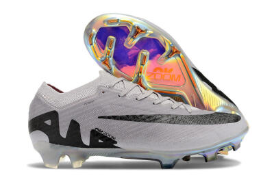 Nike Air Zoom Mercurial Vapor 15 Elite FG Firm Ground Soccer Cleats - Grey/Black/Gold