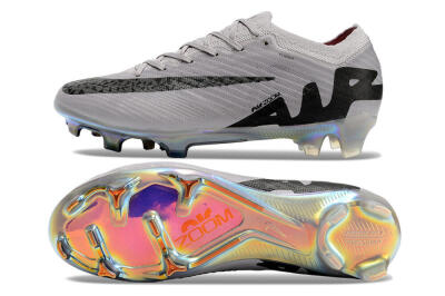Nike Air Zoom Mercurial Vapor 15 Elite FG Firm Ground Soccer Cleats - Grey/Black/Gold